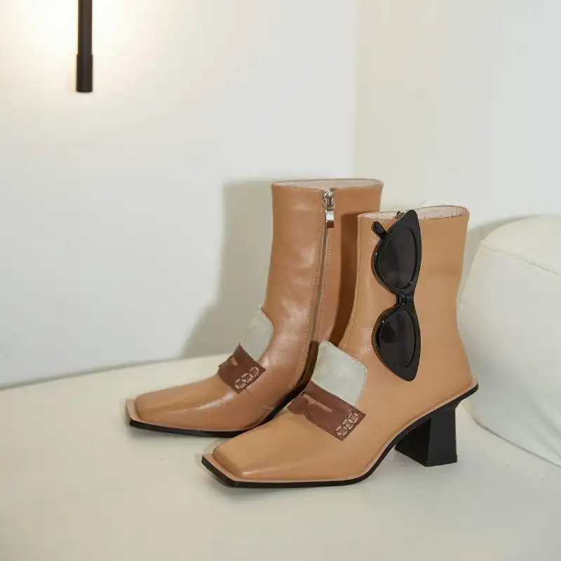 

Krazing Pot comfortable cow leather zipper keep warm winter shoes high heels dress mixed colors fashion women ankle boots L15
