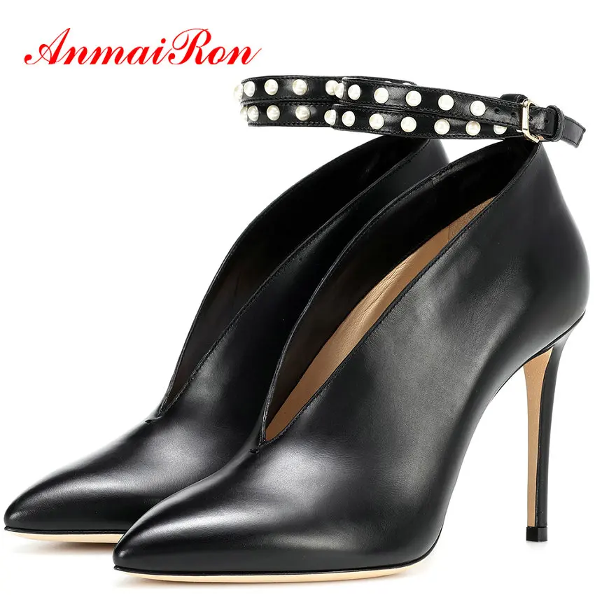 

ANMAIRON Women Shoes High Heel Pointed Toe Party Buckle Strap Thin Heels Women Shoes Spring/Autumn Mature 2020 Pumps Size 34-43