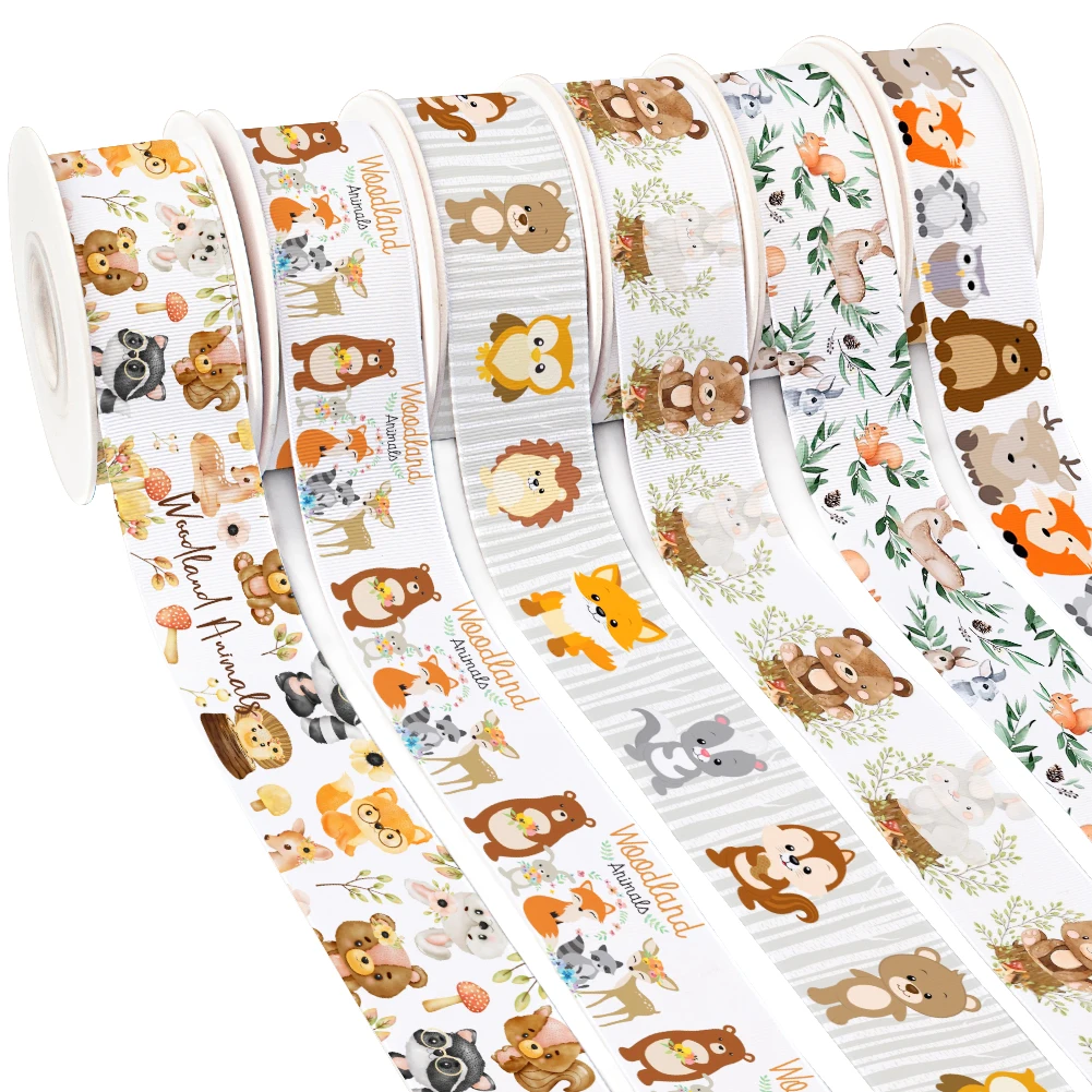Лесные животные Тигр Лев Обезьяна печатная корсажная лента/атласная ткань для