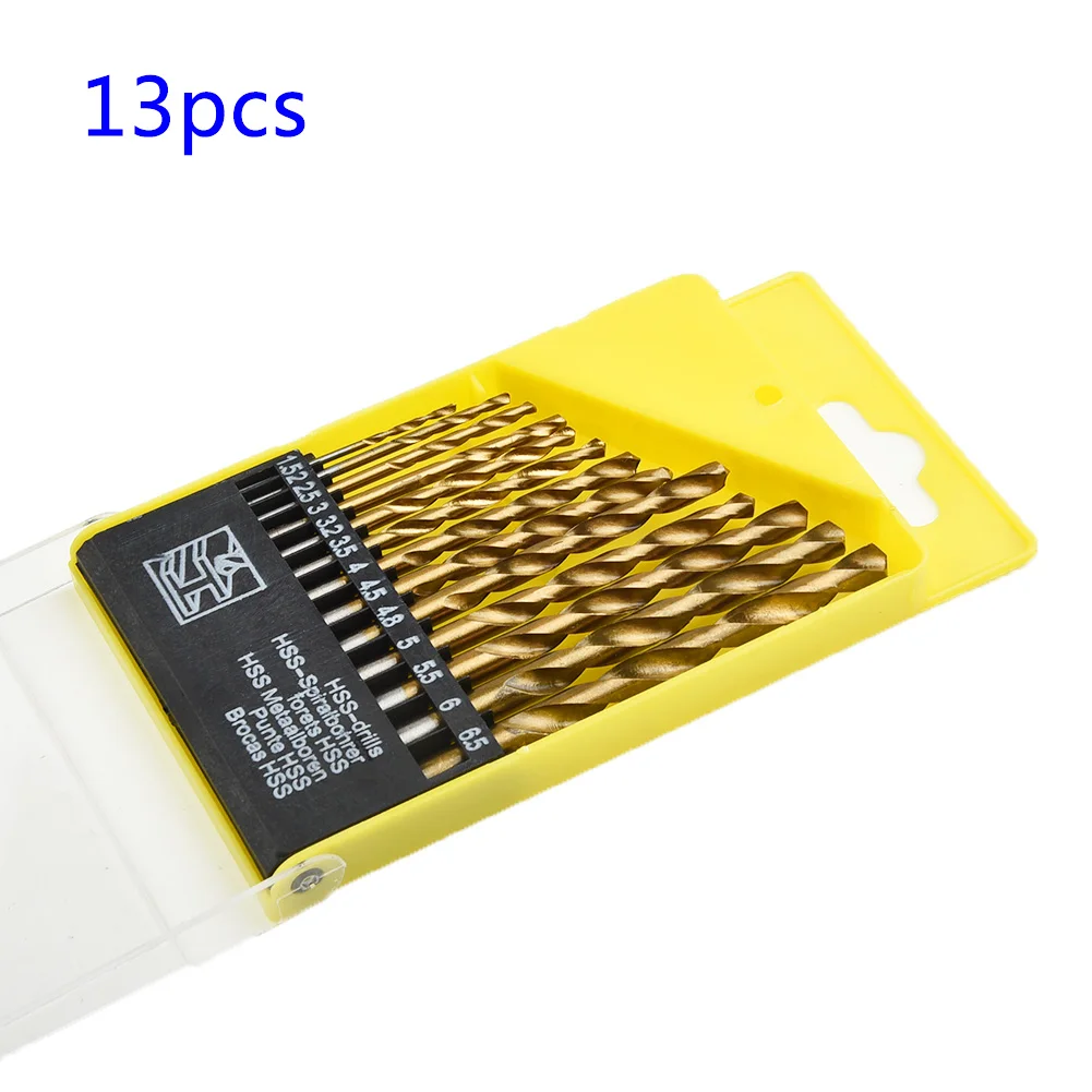 

Round Shank Drill Bits HSS Coated Titanium Repair Tool Kit Pro 13pcs Set