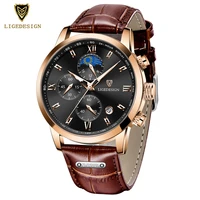 lige new mens watches luminous waterproof wristwatch moon phase sport chronograph watch for men military leather quartz watch