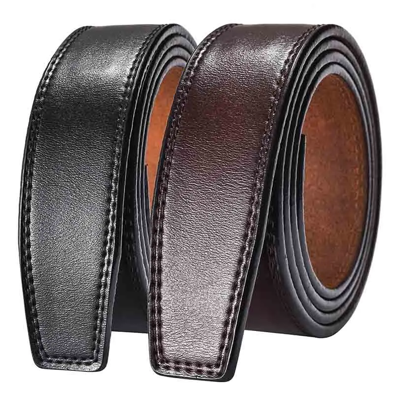 100% Cowhide Genuine Leather Belt Men Without Automatic Buckle 3.5cm Wide Luxury Designer Belts Men High Quality No Buckle B295