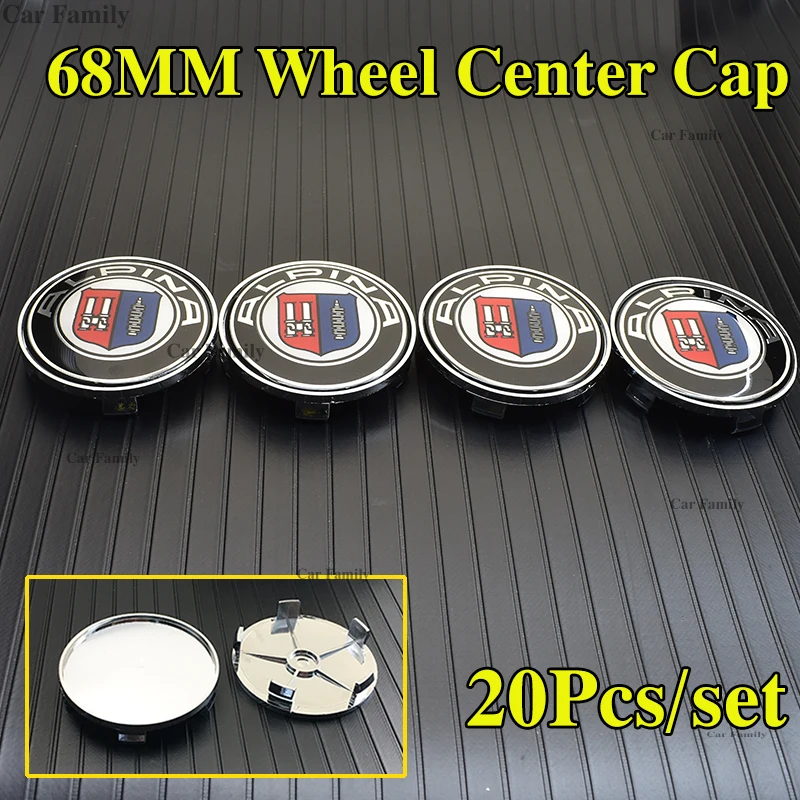 

20pcs 68mm 2.68inch Carbon Car Wheel Center Logo emblem Badge PVC Auto Wheel Hub Caps For Alpina X5 X6 1 2 3 4 5 6 7 series