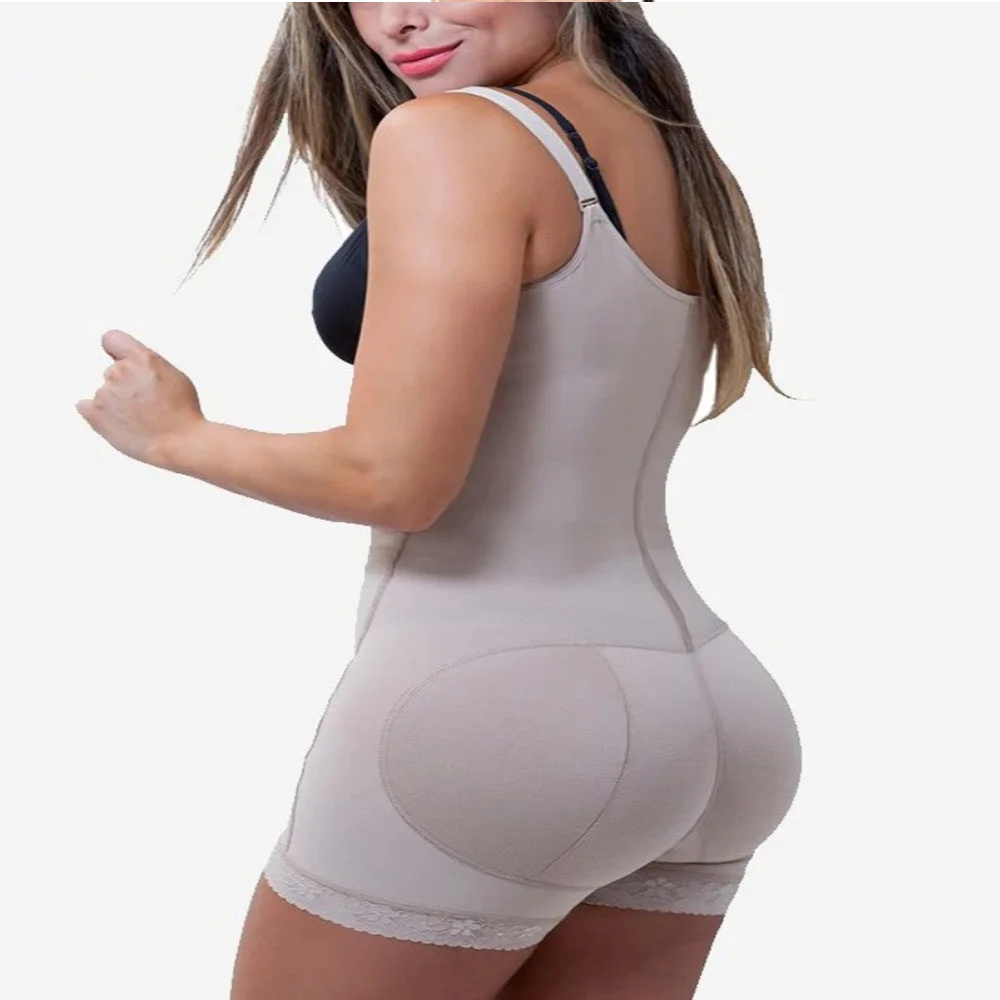 

Women'S Tummy Control Butt Lifter Zipper Hip Lift Adjustable Shoulder Strap Lace Open Bust Bodysuit