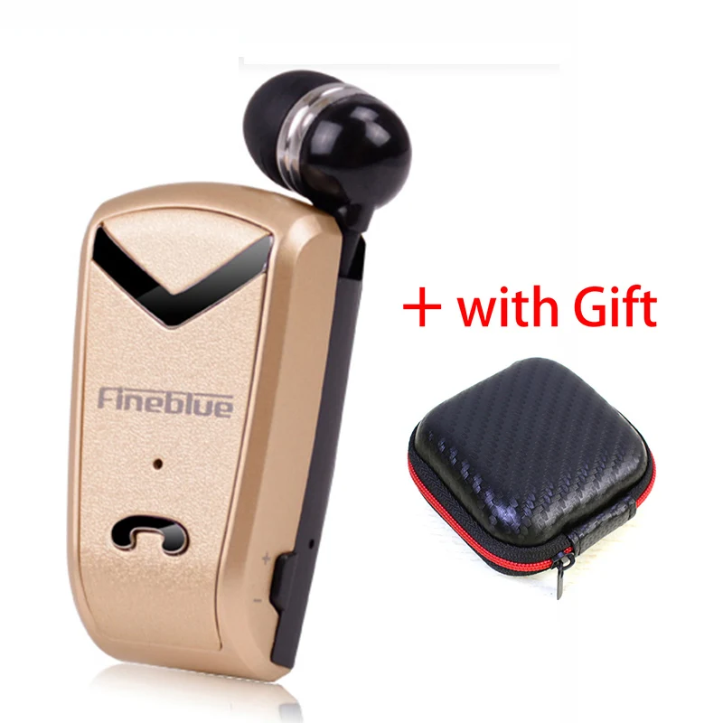 Золотой FINEBLUE F-V2 беспроводные наушники Bluetooth Handsfree наушники гарнитура звонки напоминают о цифрах носить пульт на прищепке для телефона с микрофоном - Цвет: Золотой