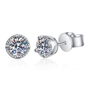 Trendy Real 0.6ct D Color Moissanite Stud Earrings for Women 925 Sterling Silver Jewelry Plated Pt950 Moissanite Earrings Gift