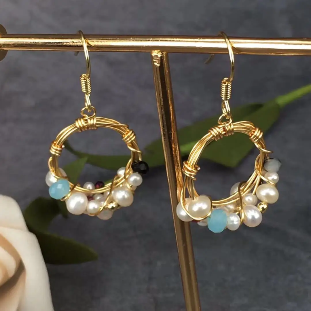 

2021 New Handmade Pearl Earrings Light Luxury Jewelry Personality Simple Ear Hook Female Jewelry