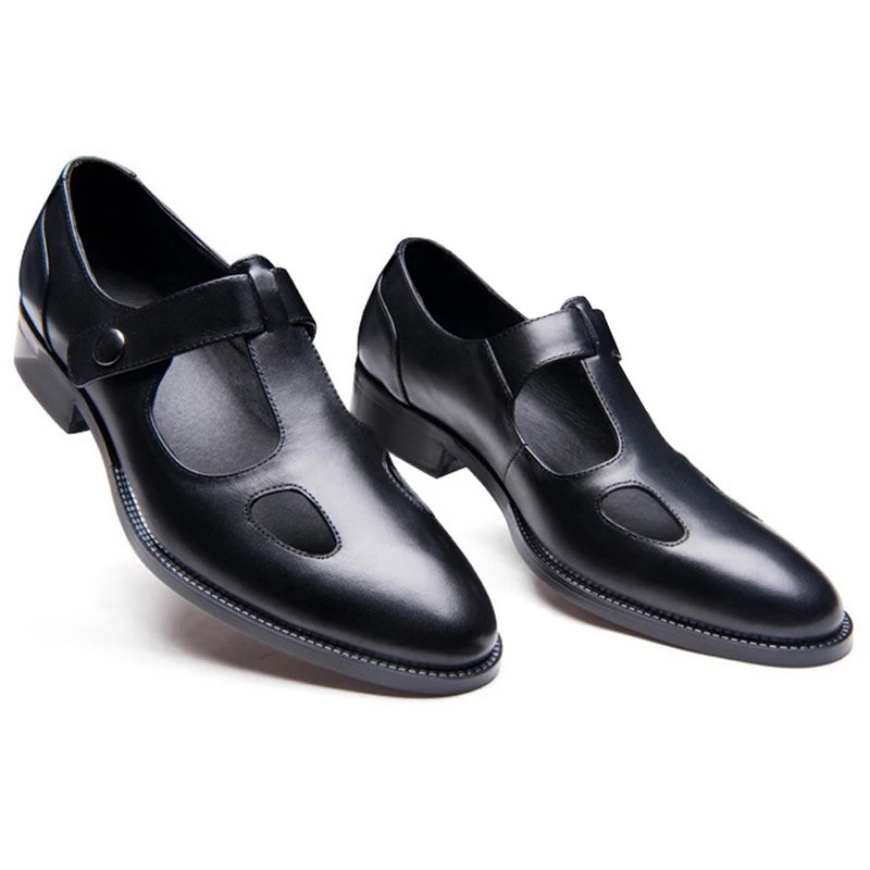 

Summer Pointed Covered Toe Man Comfortable Breathable Shoes Genuine Leather Men's Heeled (3cm) Outdoor Casual Sandals JNS139