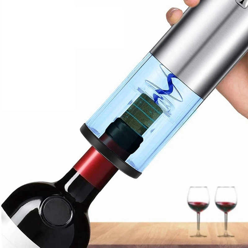 

Electric Corkscrew Stainless Steel Automatic Wine Bottle Opener Set with Foil Cutter