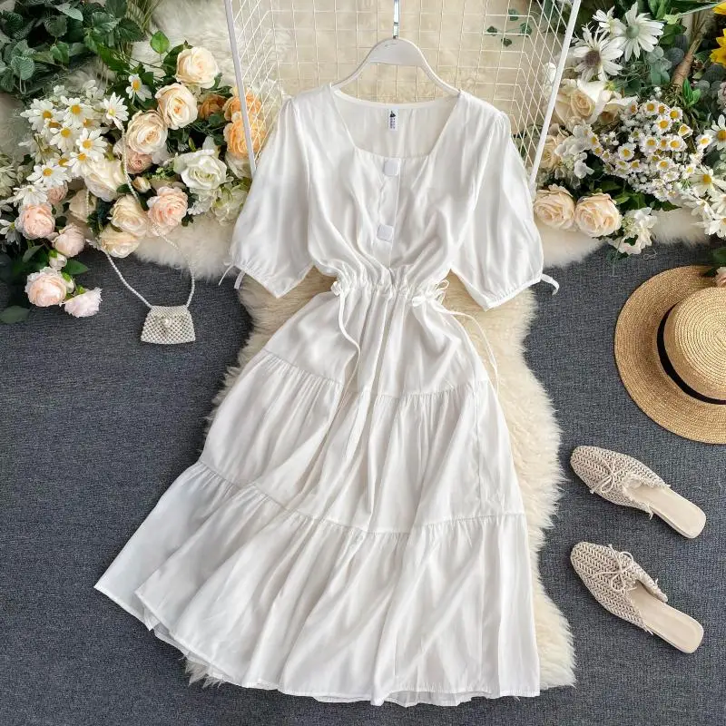 Платье SINGRAIN женское средней длины однотонное повседневное ТРАПЕЦИЕВИДНОЕ с