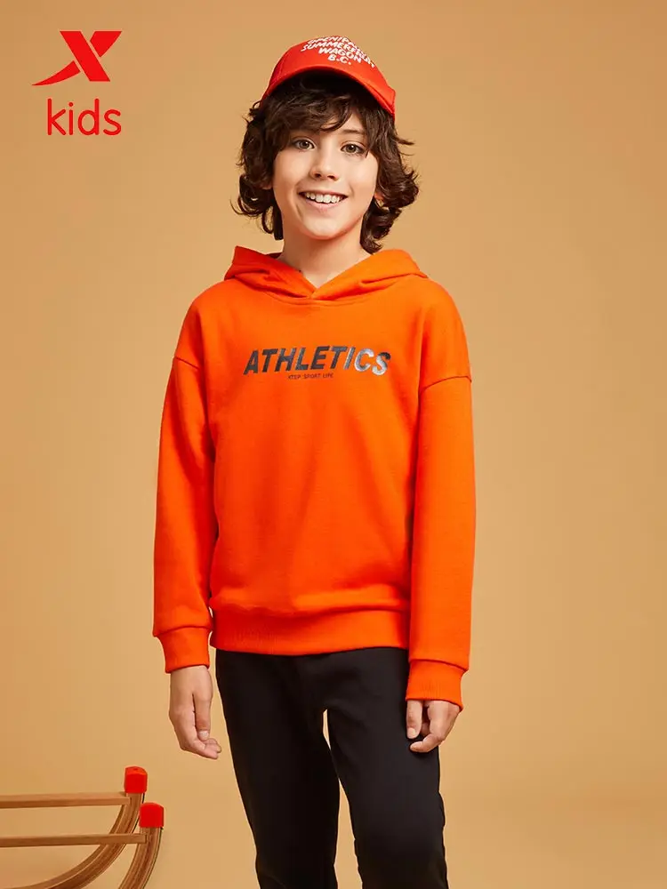 Xtep/Модная толстовка с капюшоном для мальчиков и девочек Детский Повседневный