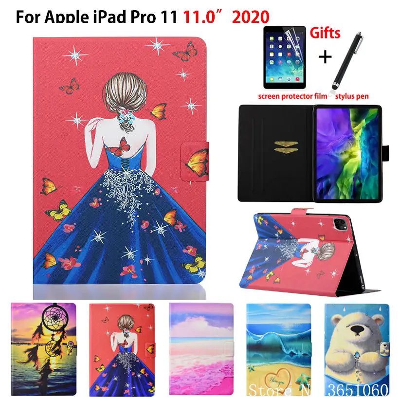 Умный чехол для iPad Pro 11 2020 Чехол дюймов планшет Модный из искусственной кожи