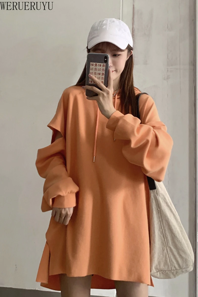 

WERUERUYU New Winter Korean Preppy Style Cute Large ins Loose Pullovers Hooded sweatershirt