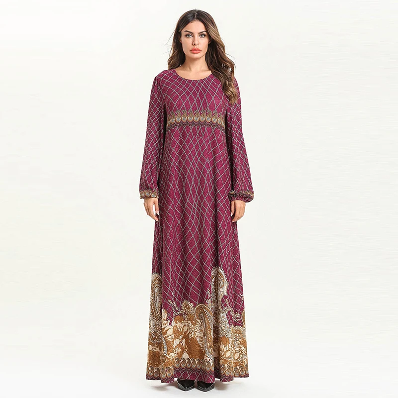 Новое модное мусульманское простое стильное тонкое платье длинными рукавами