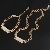 funmode luxury aaa cubic zircon pave gold golor hip hop jewelry sets for women full cuban link chain accessories wholesale fs84