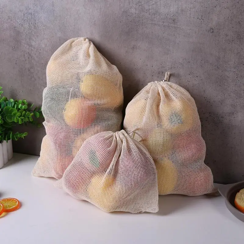 6 шт./компл. многоразовые для фруктов и овощей мешок органический хлопок сетка с