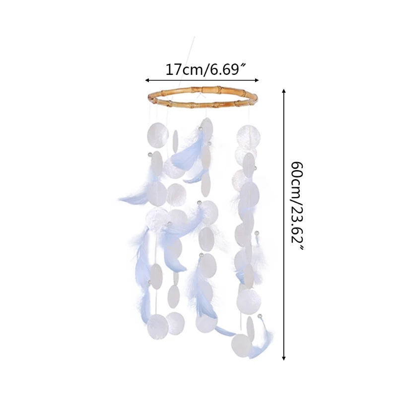 

Shell Feather Wind Chimes Bells Soothing Tones Gifts Indoor Outdoor Porch Garden Backyard Decoration