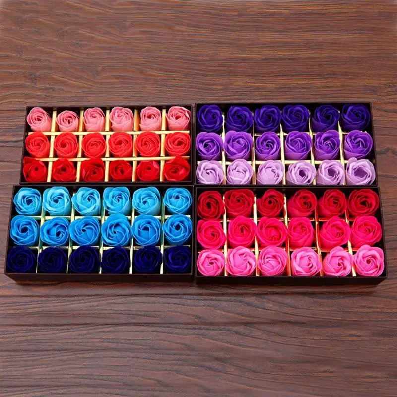 

MeterMall 18Pcs/Box Romantic Rose Petals Soap Plant Essential Oil Soap Anniversary Gift
