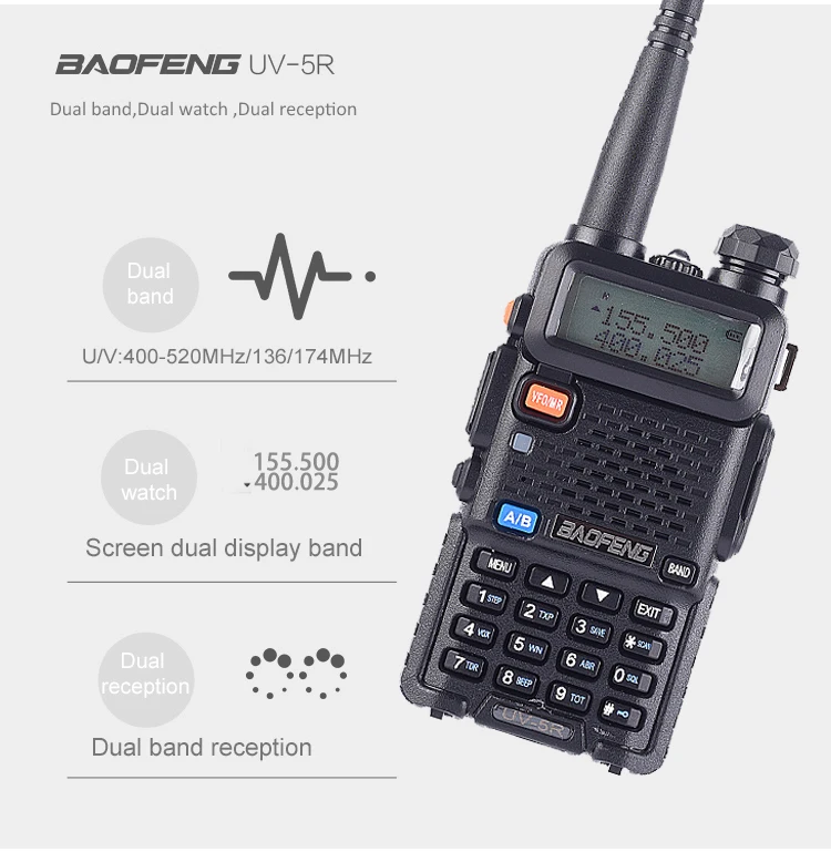Baofeng UV-5R портативная рация профессиональная CB радиостанция укв портативная UV 5R охотничья радиостанция Baofeng UV5R трансивер 5 Вт