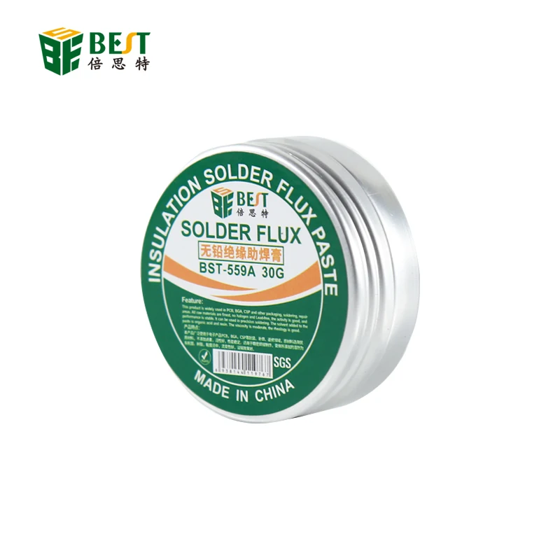 

BEST 559A 30g Lead-free Halogen-Free Flux No -Clean SGS Liquid Rosin Soldering Welding Paste Flux Crease