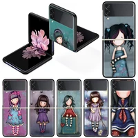 cute cartoon girl case for samsung galaxy z flip 3 hard silicone tpu funda shockproof cover luxury phone shell