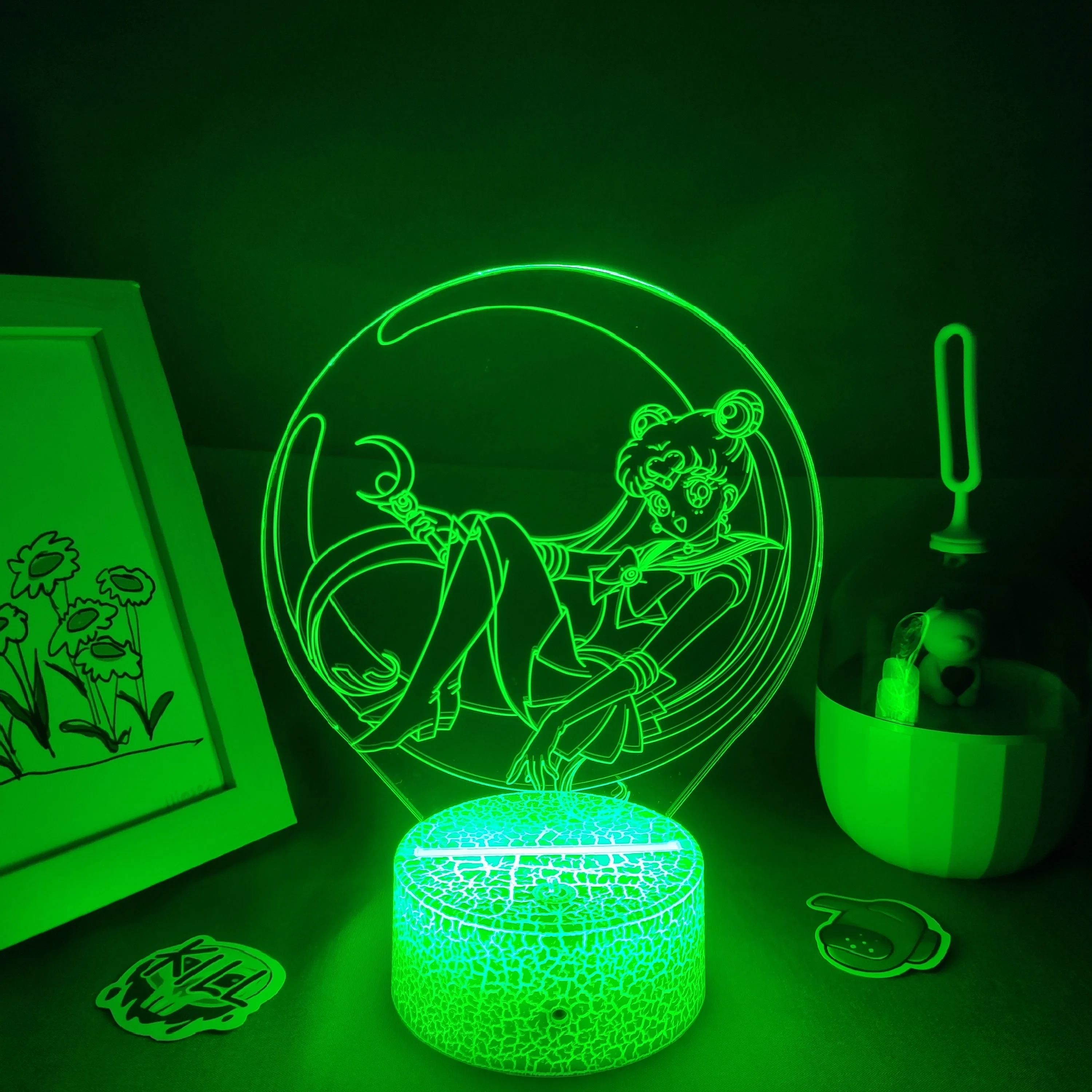 Аниме 3D лавовые лампы манга светодиодный RGB неоновая Батарея ночники Прохладный