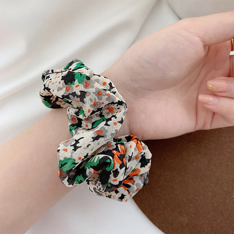 2020 Bohemian Polka Dot Floral Printed Ribbon Hair Scrunchies Women Elastic Band Ponytail Accessories | Украшения и аксессуары
