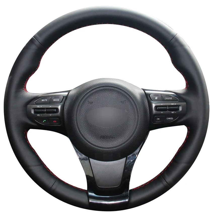 Черный натуральный кожаный чехол рулевого колеса автомобиля для Kia K5 Optima 2014 2015|car