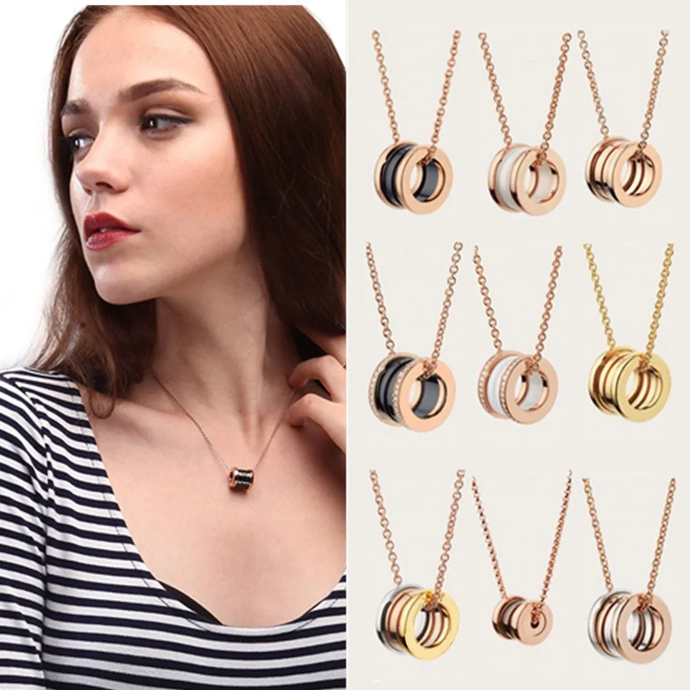 Ожерелья из титановой стали и черно белые модные керамические классические