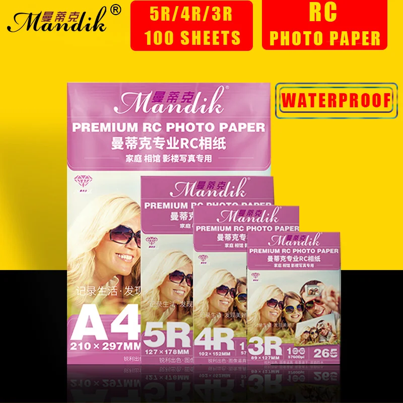 3R 4R 5R 100 Sheets 260g RC Glossy Luster Rough Matte Woves Waterproof Inkjet Printer Photo Paper