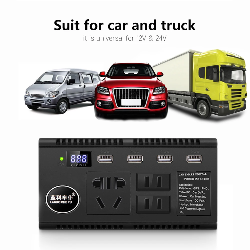 SUNYIMA Чистая синусоида Инвертор DC12V 24 В до AC110 220V 120 Вт 5A автомобильный инвертор