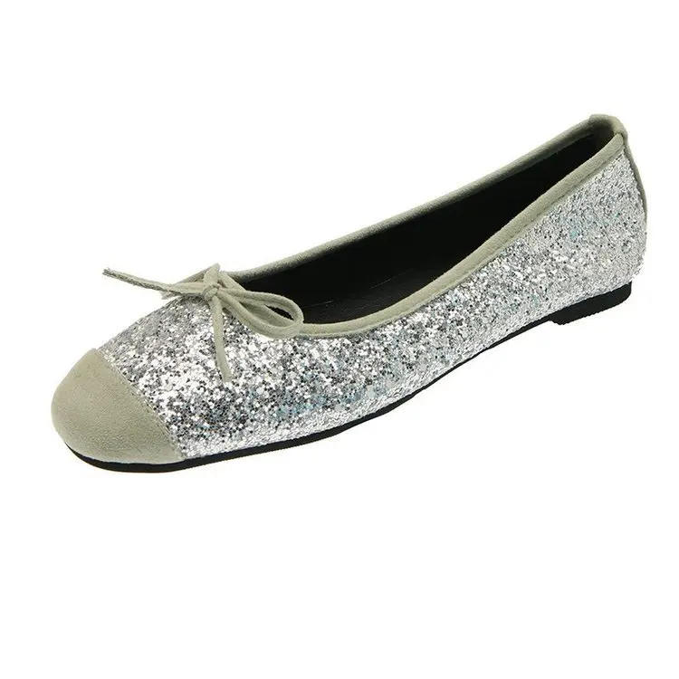

Shoes Woman Flats Soft Mixed Colors Bow-Knot Round Toe Casual Female Sneakers Dress New Glitter Butterfly Ballerinas Summer Leis
