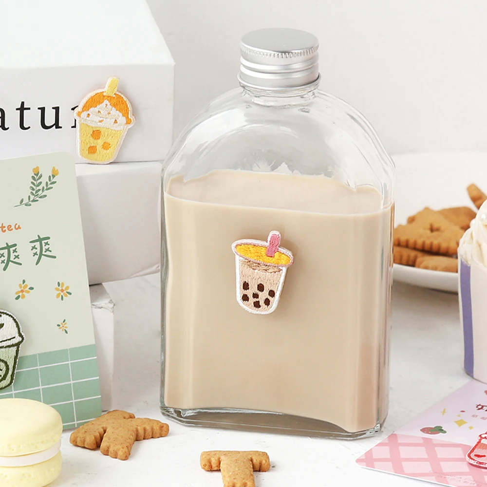 AHYONNIEX Nette Warme Milch Tee Süße Kuchen Milch Patches DIY Applique Stickerei Parches Stoff Aufkleber Eisen Auf Patch für Kleidung – Detail 7