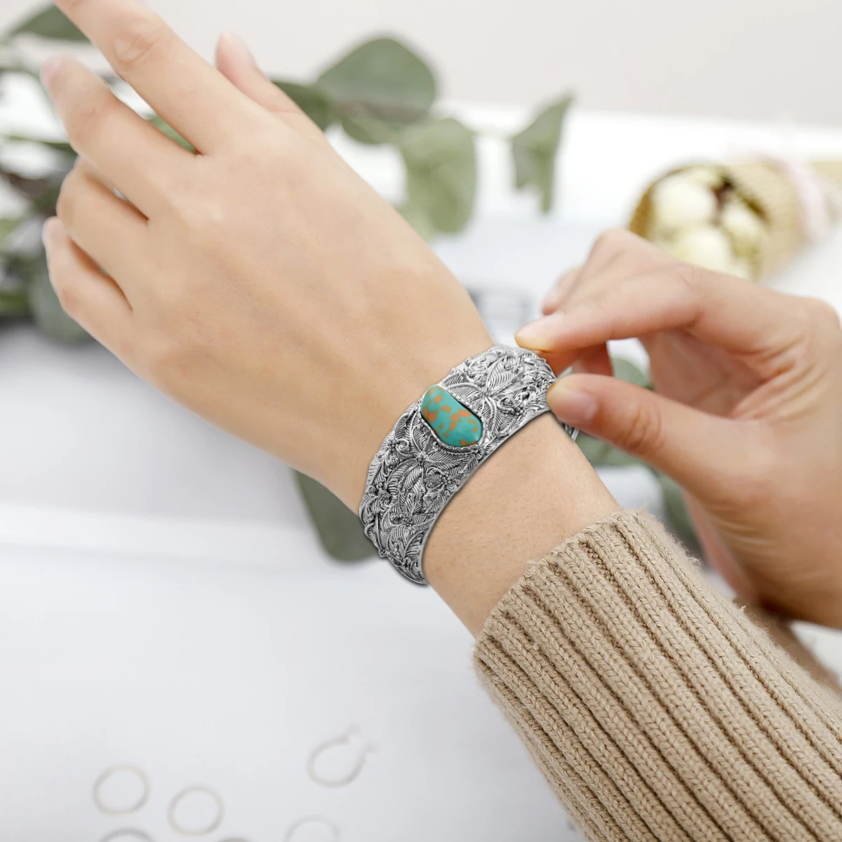 Богемный Браслет Ретро Открытый браслет на запястье женские регулируемые