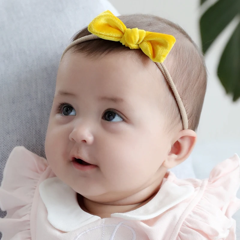 Детские Бархатные повязки на голову с бантом детские эластичные головные уборы