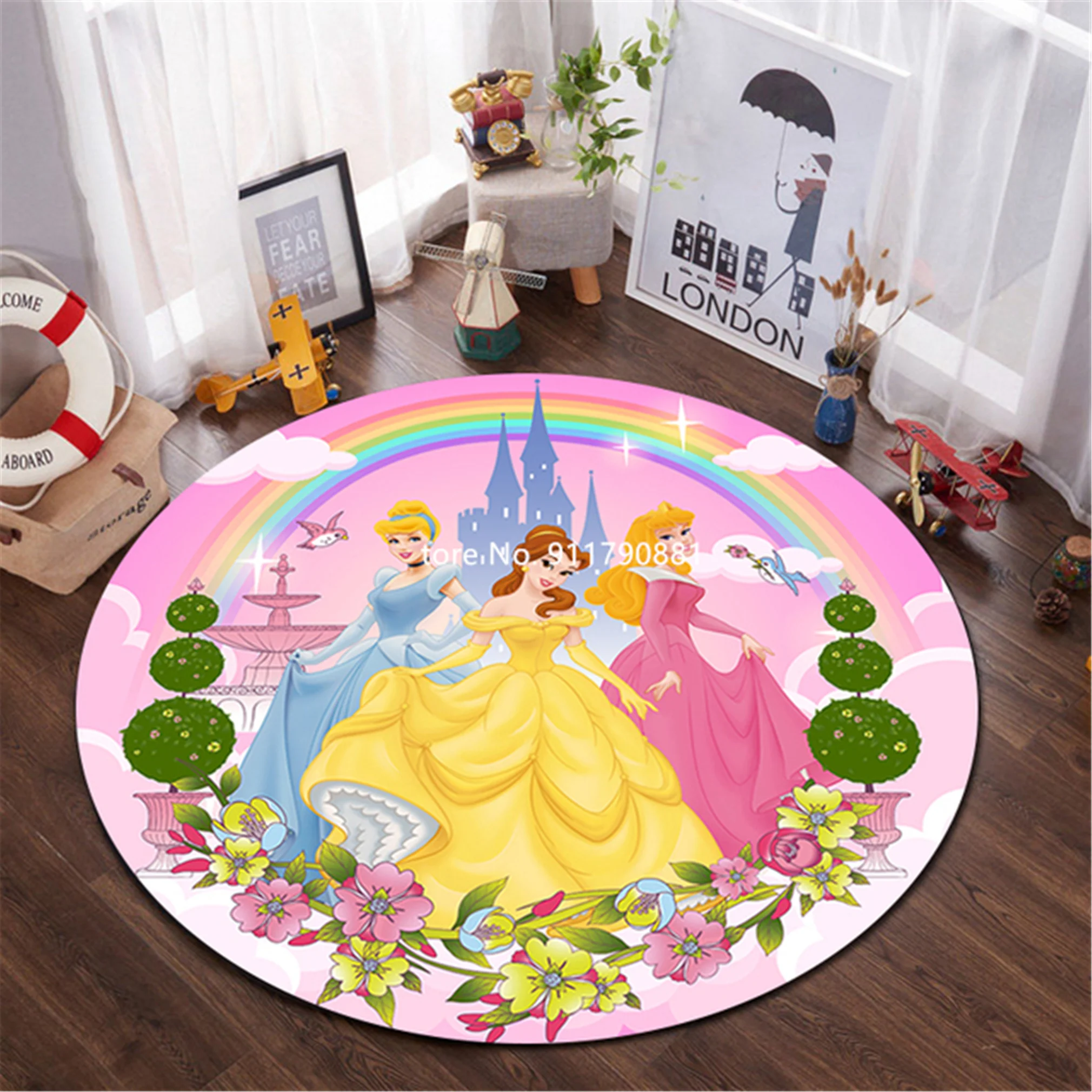 

Disney Mermaid Cinderella Series Printed Non-slip Carpet Children Adult Family Bedroom Living Room Decoration Crawl Mat Play Mat