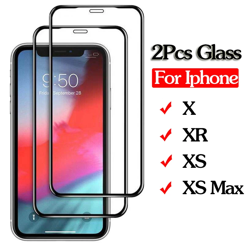 

2Pcs Tempered Glass on the for iphone xs max Screenprotector film for aiphone Xs Xr i phone x s x r iphonexs max Safety Pelicula