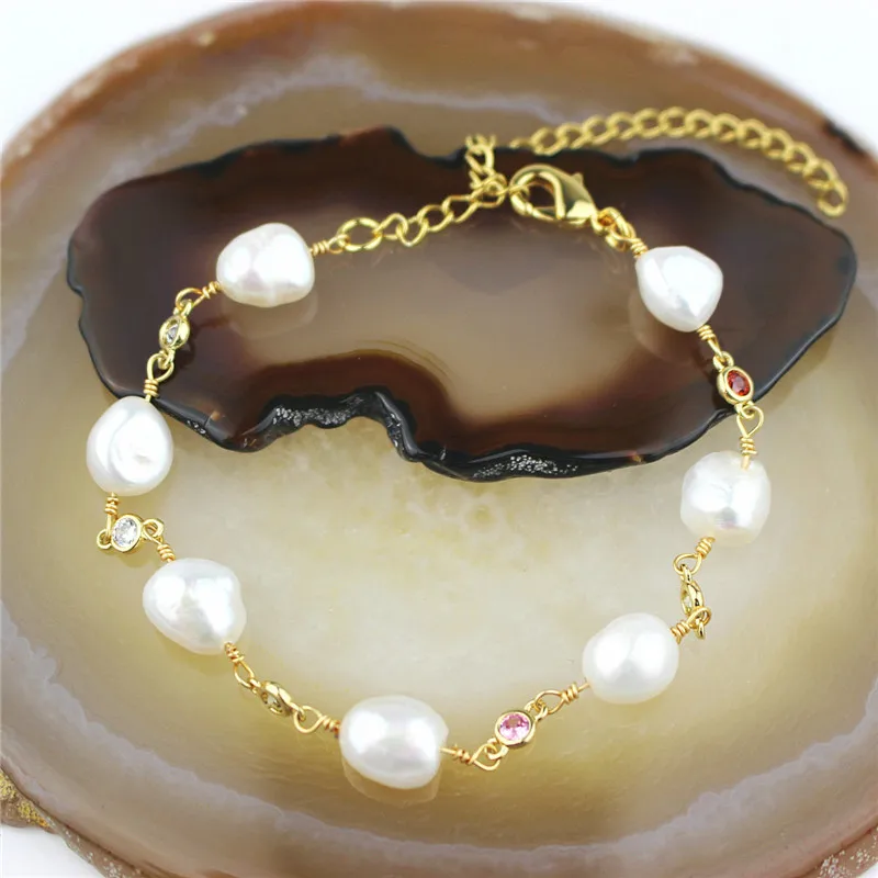 10 шт./лот Модный cz Застежка Шарм браслет кубический цирконий компонент жемчужная