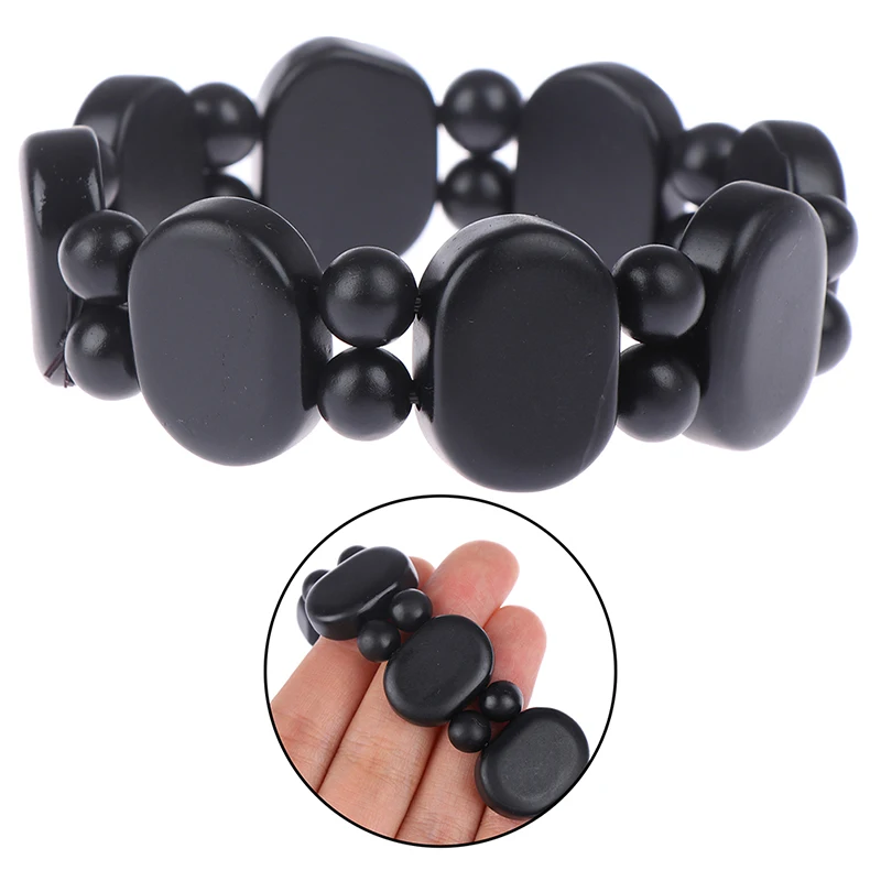 

Браслет Bianshi из бисера и камня, массажный браслет для женщин и мужчин квадратной формы, натуральный черный нефрит, браслет для массажа, инстр...