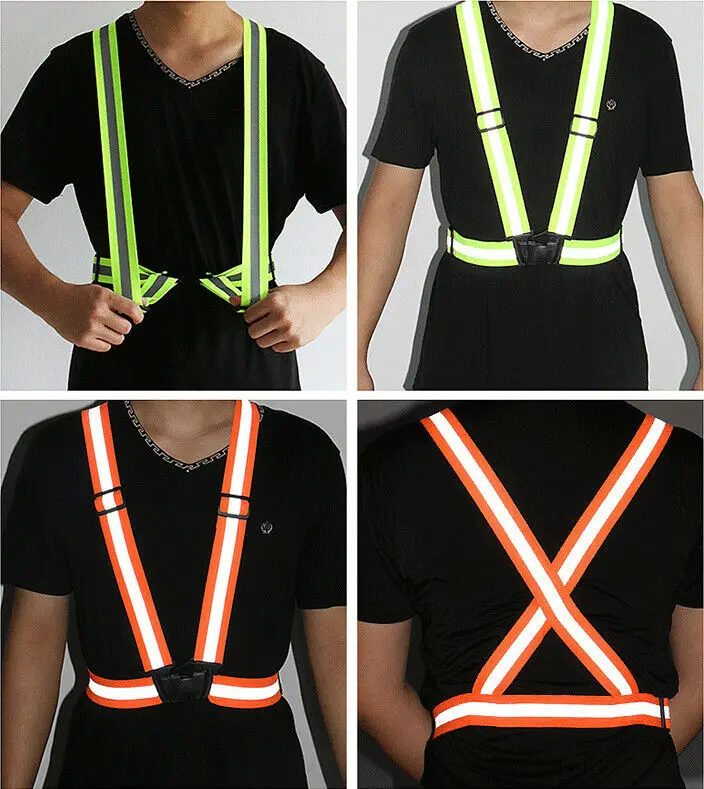 2019 Reflective Vest Visibility Safety Strap Cycling Jogging Running Adjustable Clothing Striped Belt Night | Аксессуары для