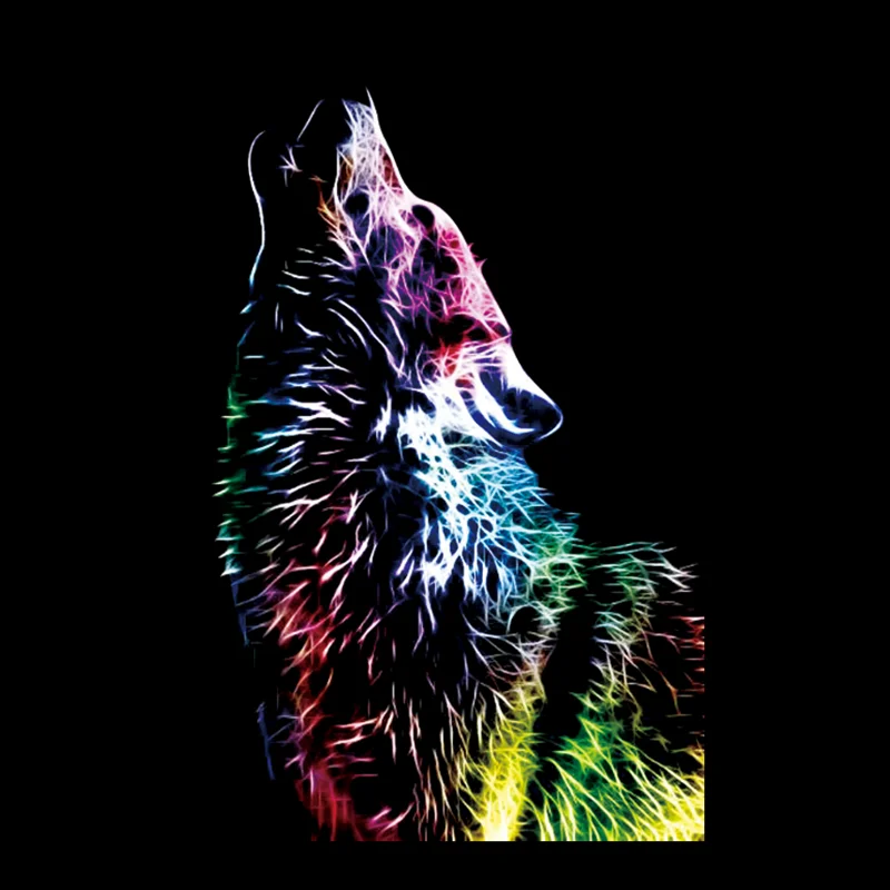 

Wolf Patches Noctilucent VOGUE Stickers for Clothes Thermal Transfer Printing Pattern DIY Decoration Animal Luminous Patch