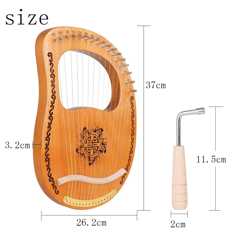 Lyre Harp 16-струнная струна из красного дерева инструмент для корпуса инструмента с