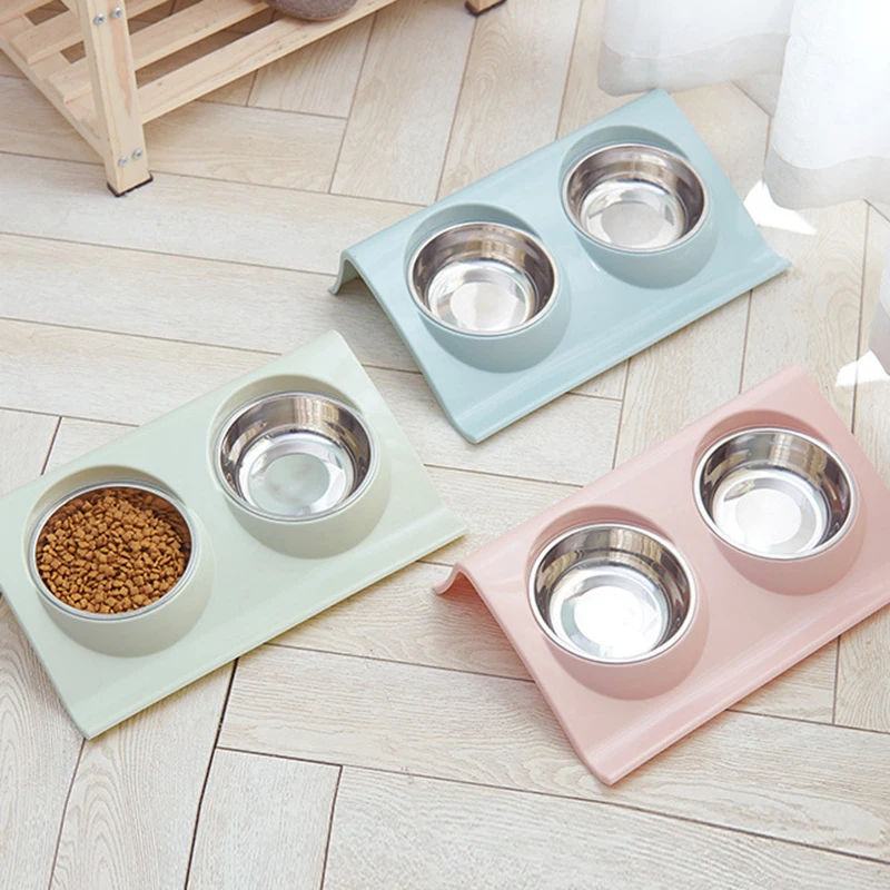

2021 Cat Feeding Pet Bowls Food Bowls Dish Feeder Dog Stainless Steel Bowls Antislip Pet Water Drinking Feeding Supplies
