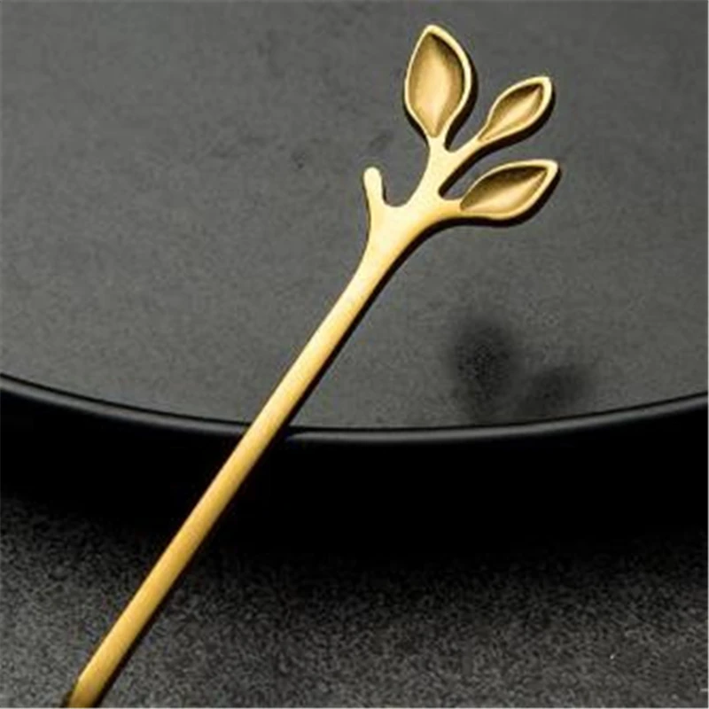 12 см сплав в форме листьев Золотой Серебряный Красный медный инструмент для кофе