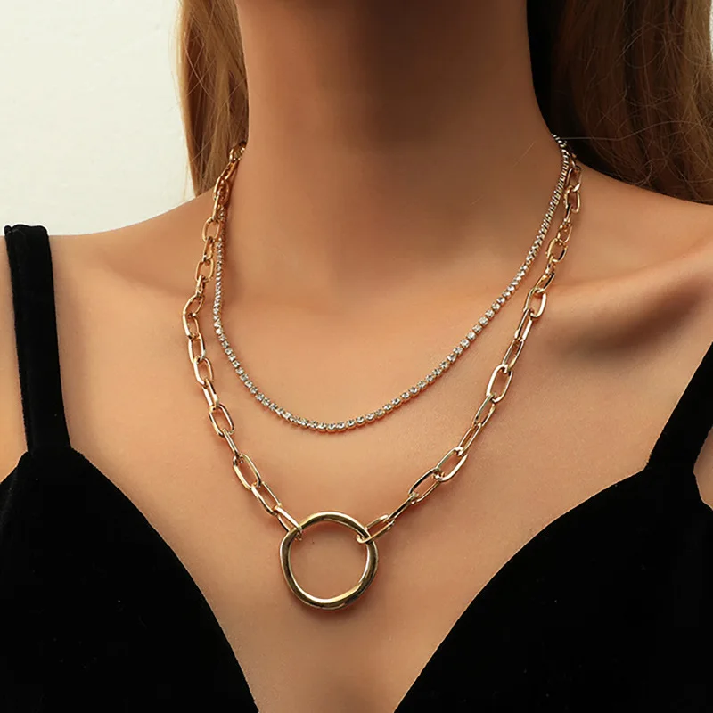 

ORNAPEADIA 2021 New Fashion Layered Pendant Necklaces for Women Girls Claw Chain Ring Hanging Wholesale Gothic