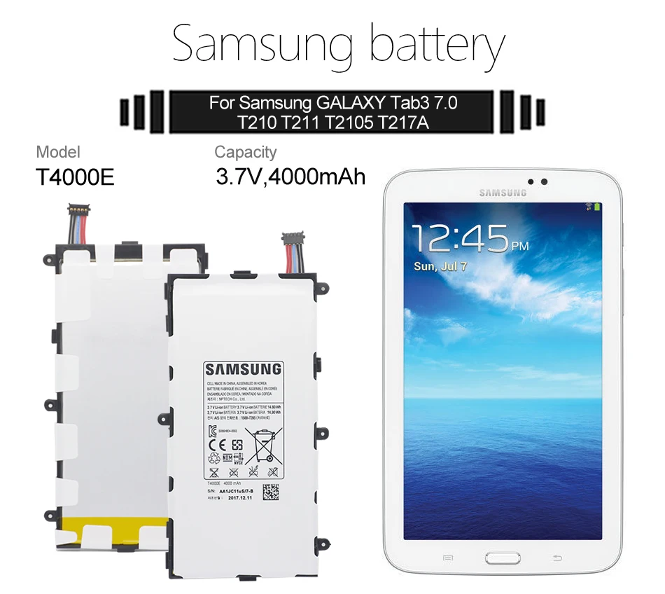 Оригинальная батарея samsung T4000E 4000 мА-ч для samsung Galaxy Tab 3 7,0 T211 T210 T215 T210R T217A SM-T210R T2105 P3210 P3200