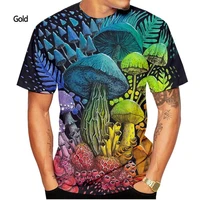 new fashion color mushroom 3d printing t shirt mens and womens summer casual short sleeved t shirt tops