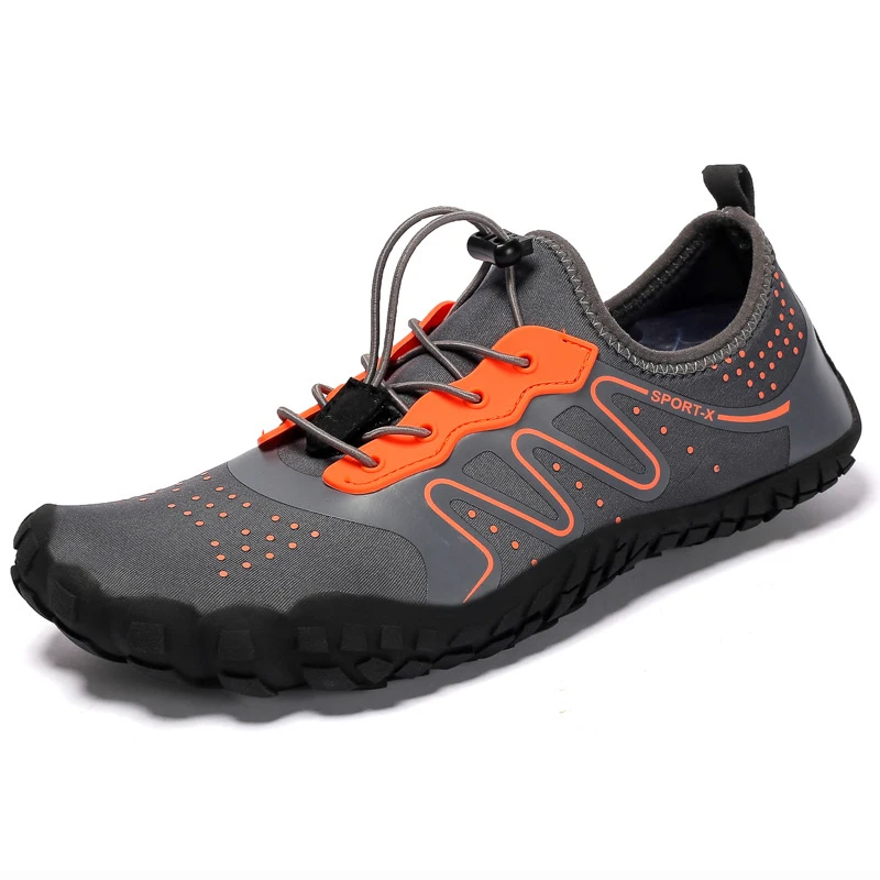 8026 Gray Orange Мужские и женские прочные треккинговые кроссовки, Уличная обувь для альпинизма, треккинга, спортивная обувь, нескользящая обувь на плоской подошве, унисекс, болотные водонепроницаемые кроссовки - Цвет: 8026 Gray Orange