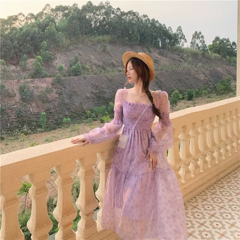 

COIGARSAM French Style Floral Print Women dress Dresses 3036