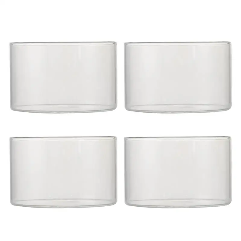 

4Pcs Baking Pudding Bowl Transparent Cake Cup Multi-purpose Oven Baking Bowl
